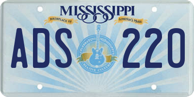 MS license plate ADS220