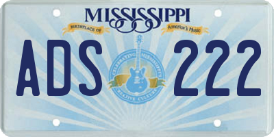 MS license plate ADS222