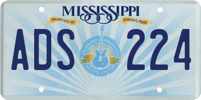 MS license plate ADS224