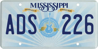 MS license plate ADS226