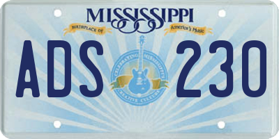 MS license plate ADS230