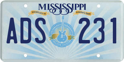 MS license plate ADS231