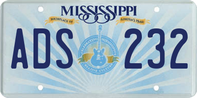 MS license plate ADS232
