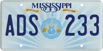 MS license plate ADS233