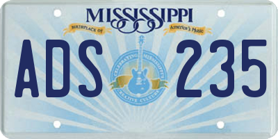 MS license plate ADS235