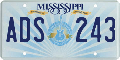 MS license plate ADS243