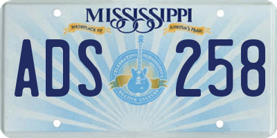 MS license plate ADS258