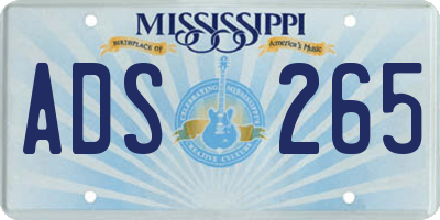 MS license plate ADS265