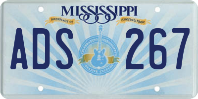 MS license plate ADS267
