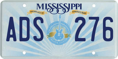 MS license plate ADS276