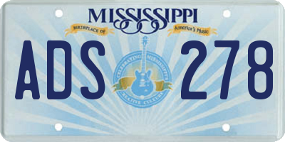 MS license plate ADS278