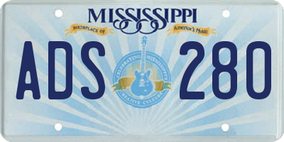 MS license plate ADS280