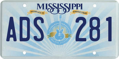 MS license plate ADS281