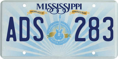 MS license plate ADS283