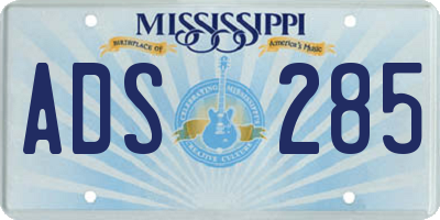 MS license plate ADS285