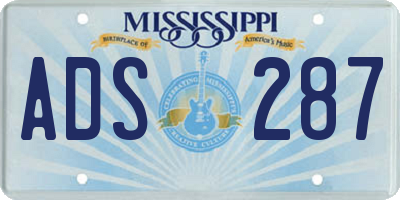 MS license plate ADS287