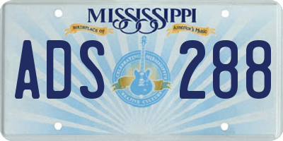 MS license plate ADS288