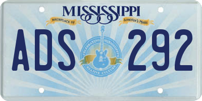 MS license plate ADS292