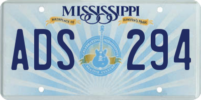 MS license plate ADS294