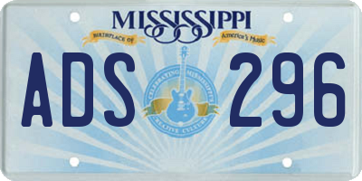 MS license plate ADS296