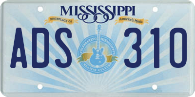 MS license plate ADS310
