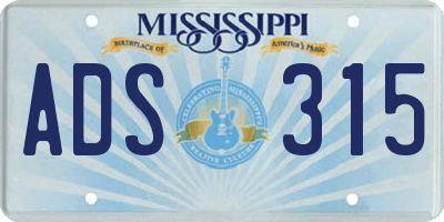 MS license plate ADS315
