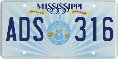 MS license plate ADS316