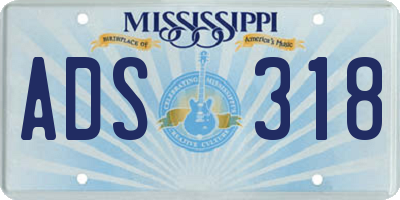 MS license plate ADS318