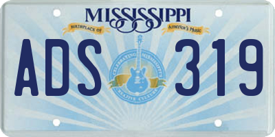MS license plate ADS319