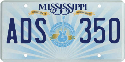 MS license plate ADS350