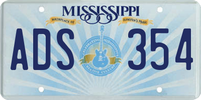 MS license plate ADS354
