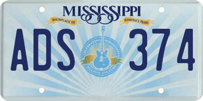 MS license plate ADS374
