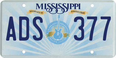 MS license plate ADS377