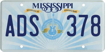 MS license plate ADS378
