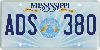 MS license plate ADS380