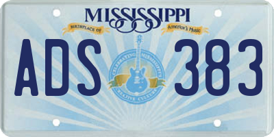 MS license plate ADS383