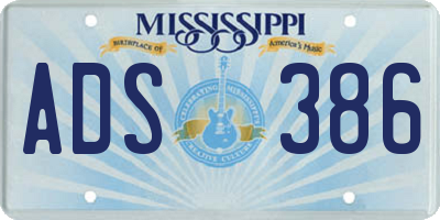 MS license plate ADS386