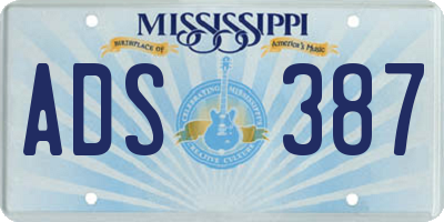 MS license plate ADS387