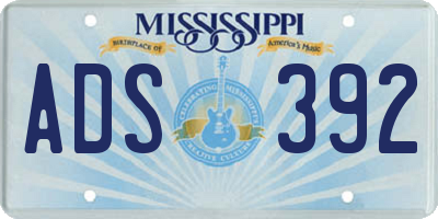 MS license plate ADS392