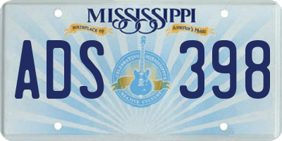 MS license plate ADS398