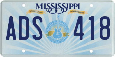 MS license plate ADS418