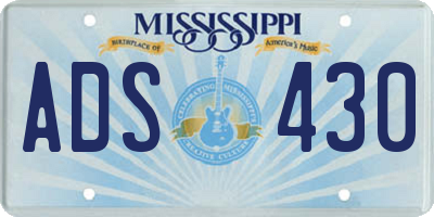 MS license plate ADS430