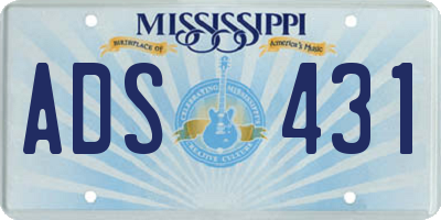 MS license plate ADS431