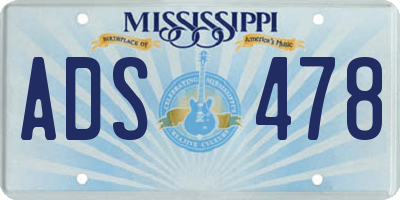 MS license plate ADS478