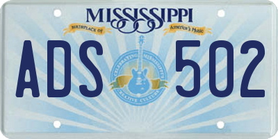 MS license plate ADS502
