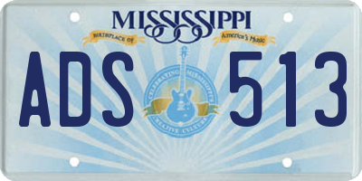 MS license plate ADS513