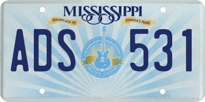 MS license plate ADS531