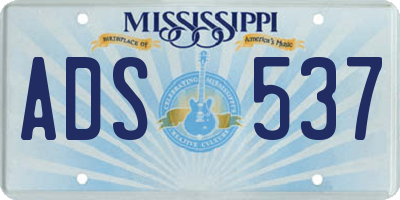 MS license plate ADS537