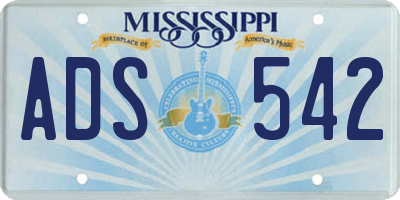MS license plate ADS542