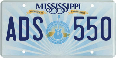 MS license plate ADS550